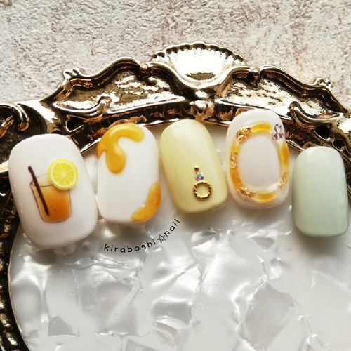 はちみつれもん様ご確認用☆オーダーネイルチップ はちみつレモン♡ネイル【注文時サイズ必須です♡】【vol.3】 ネイル