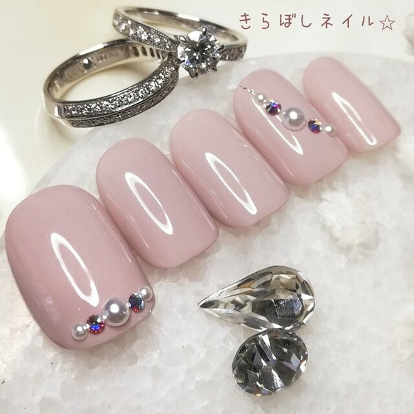 【感謝sale】くすみピンク②パール上品シンプルネイル【注文時サイズ必須です♡】【vol.５１Ｂ】 3枚目の画像