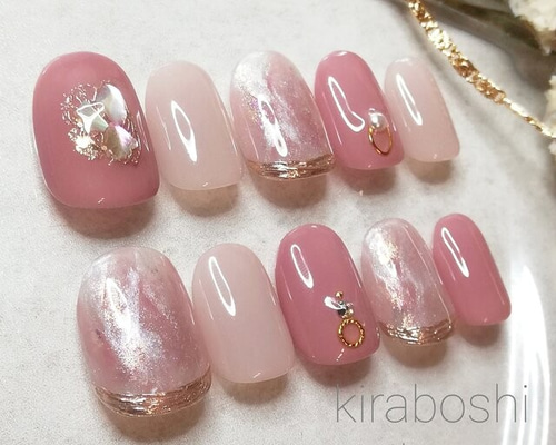 ネイルチップ ピンク ニュアンス ちゅるん うるうる ちゅるんなうるうるピンクネイル- ネイルチップ専門店ミチネイル
