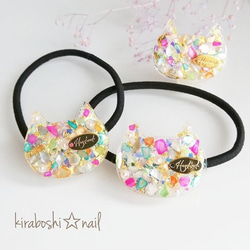 猫さん♡きらきらシェルのヘアゴム♡ ヘアゴム きらぼしネイル 通販