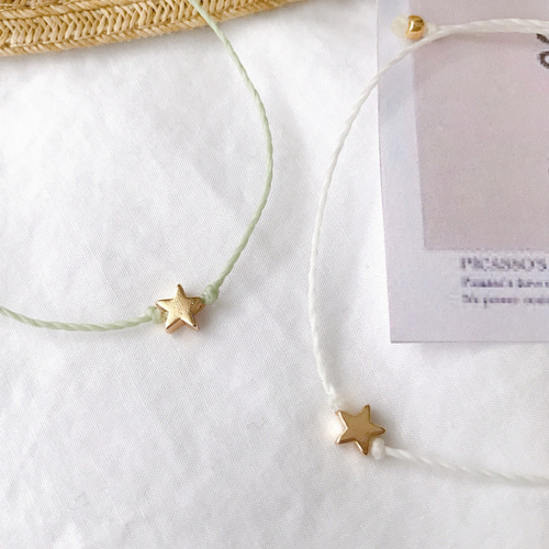 ¥450～ ★STAR ミサンガ アンクレット オーダー受付中 お星さまのお守り☆【新色追加】シンプル華奢コードミサンガ