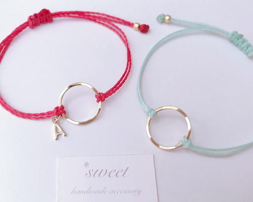 ウェーブサークルモチーフのコードブレスレット/全20色 ブレスレット