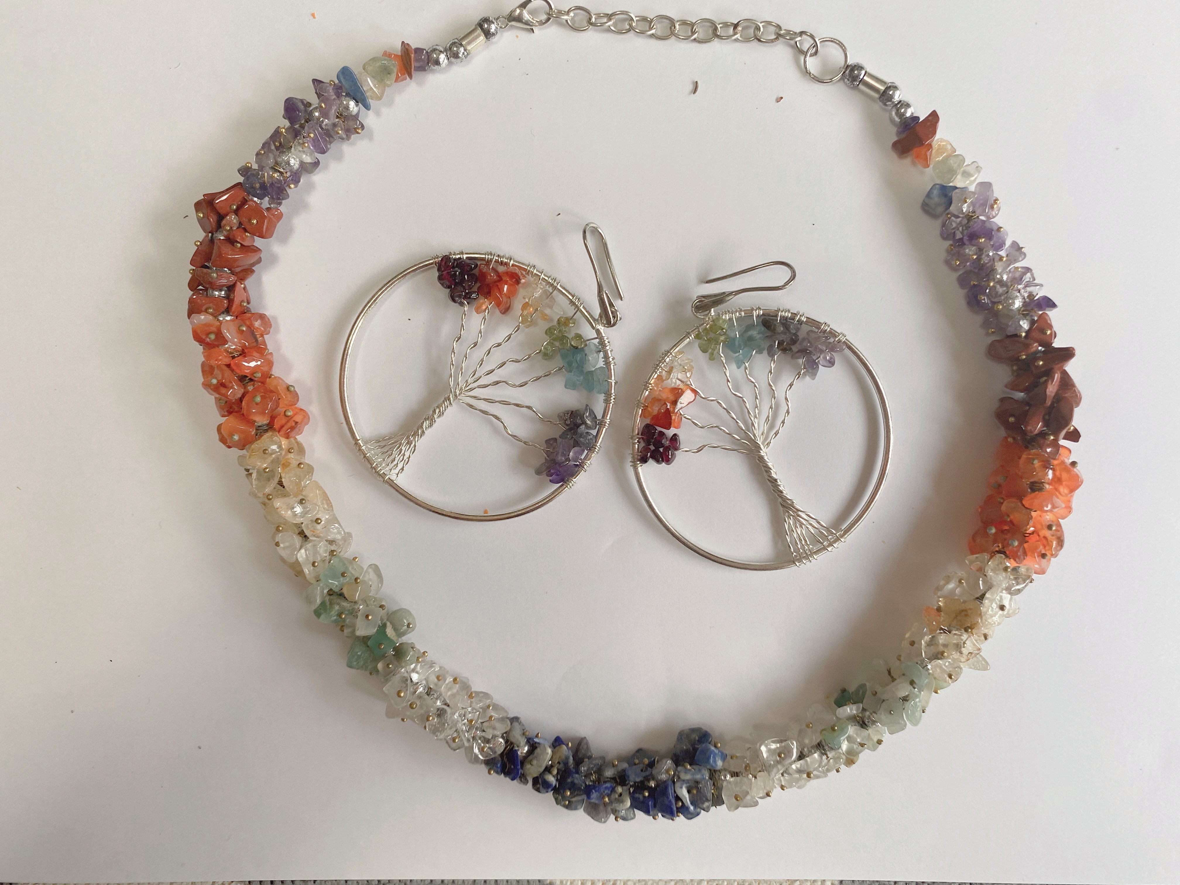 ムーンストーン　ネックレス＆ピアスセット　天然石　agate