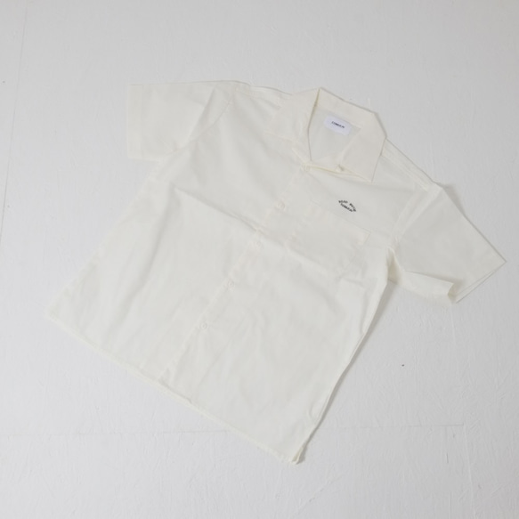 オープンカラーシャツ　半袖　オフホワイト/ユニセックス 8枚目の画像
