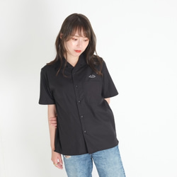オープンカラーシャツ　半袖　ブラック/ユニセックス 1枚目の画像