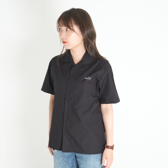 オープンカラーシャツ　半袖　ブラック/ユニセックス 2枚目の画像