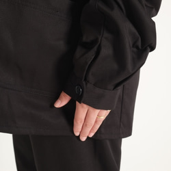 カバーオールジャケット　胸刺繍　ブラック/ユニセックス 5枚目の画像