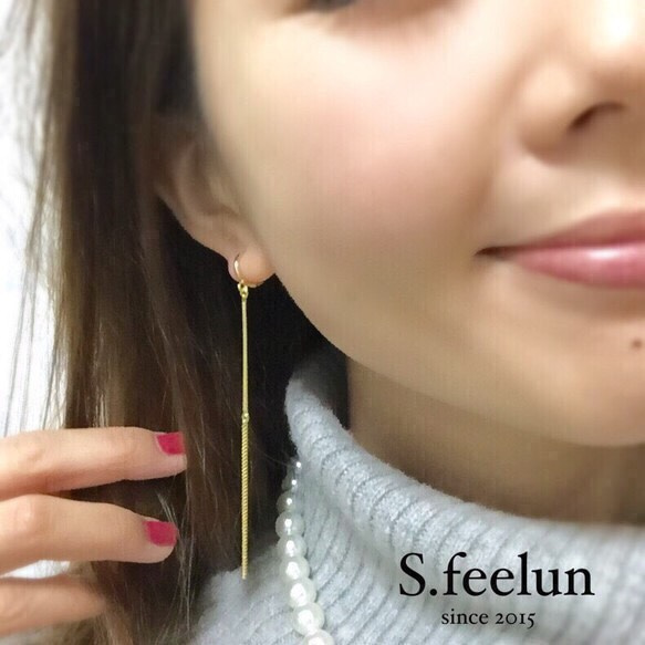 再々…販∗⋆揺れる gold chain earring/pierce 3枚目の画像