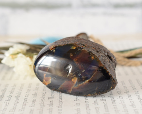 スマトラ産琥珀ブルーアンバー、磨き原石1 その他インテリア雑貨