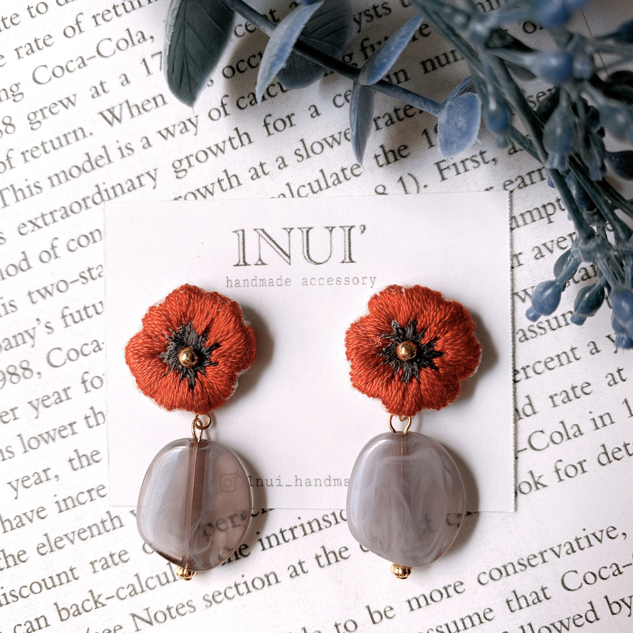 特集掲載】テラコッタカラー刺繍ピアス イヤリング ピアス