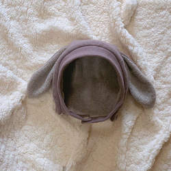 うさ耳ニット帽　ミルクココア　頭囲49㎝ 1枚目の画像