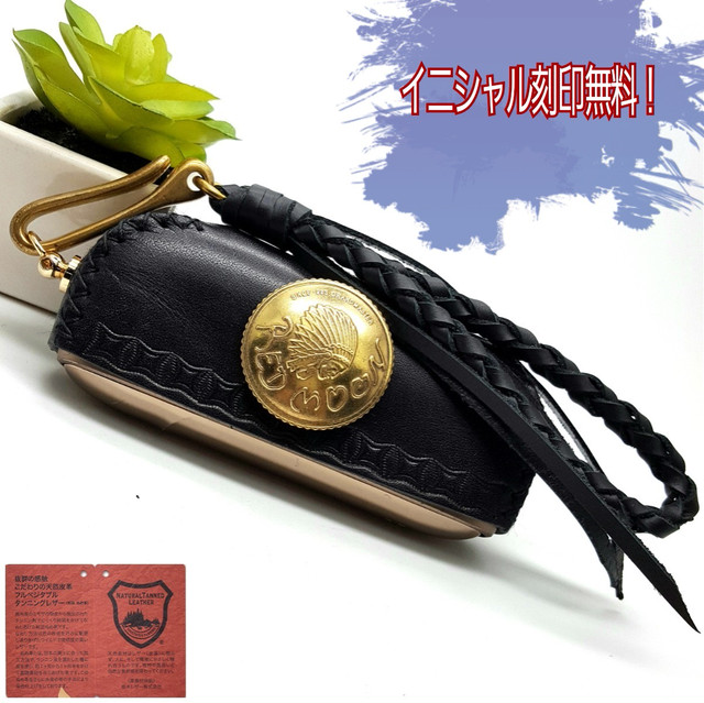 新型 ILUMAイルマ対応 イニシャル刻印無料★ハンドメイド★栃木レザーアイコス3【duo】ケース インディアン黒