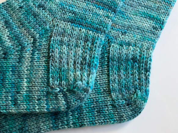 手編みの靴下　ウール50% コットン50％　手染め 3枚目の画像