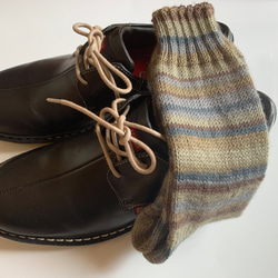手編みの靴下　靴下　秋冬用靴下　 2枚目の画像