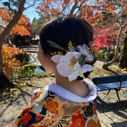 ミモザの髪飾り(造花に変更可)#ヘッドドレス#成人式#結婚式#卒業