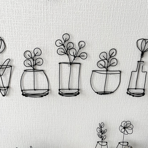 選べる立体鉢植え＊ワイヤークラフト 立体・オブジェ にこちゃん 通販