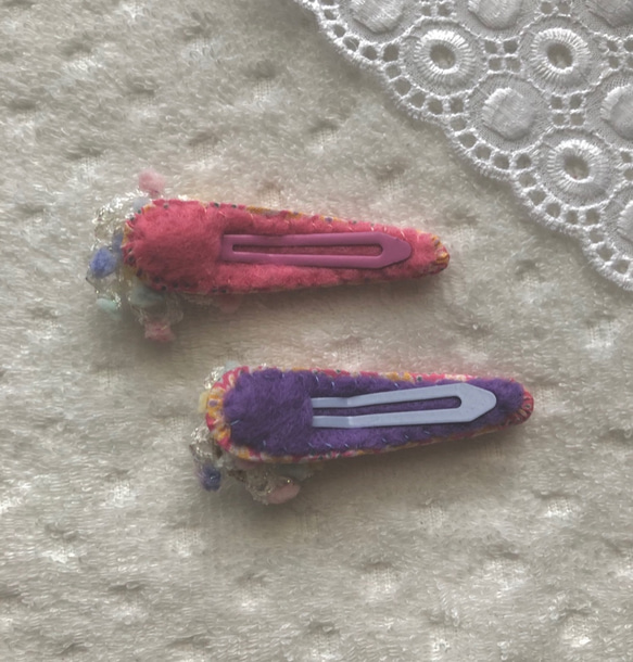 フワキラお花のパッチンピン2個セット-pink～リバティcollection～ 2枚目の画像