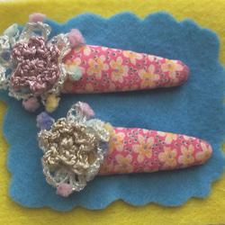 フワキラお花のパッチンピン2個セット-pink～リバティcollection～ 4枚目の画像