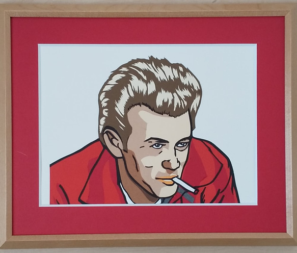 切り絵カラー原画「ジェームス・ディーン」 切り絵 只管はじめ