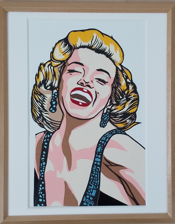 アート 芸術の秋 切り絵カラー原画「マリリン・モンロー」 切り
