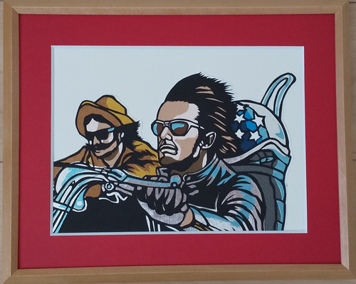 切り絵カラー原画「イージーライダーのピーター・フォンダ