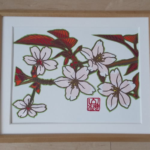 切り絵「日本の桜・山桜」カラー原画 切り絵 只管はじめ 通販 11245834