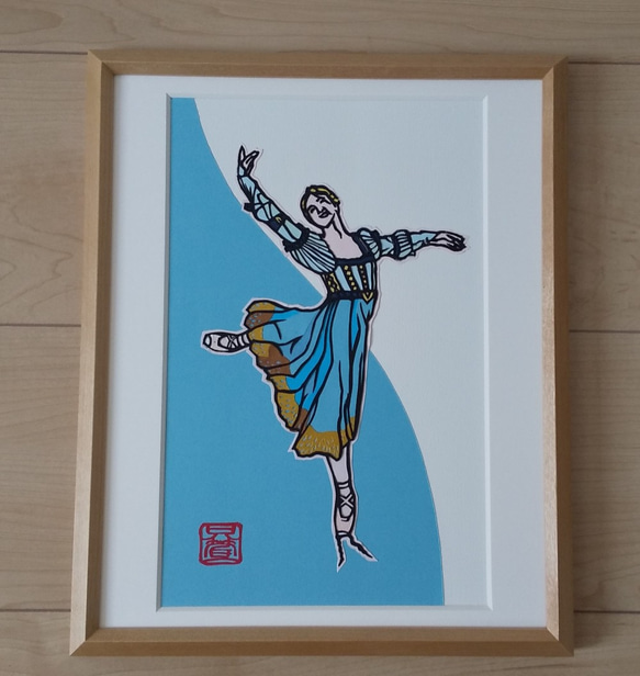 バレリーナのアクリル画色紙サイズ フレームなし バレエ 絵画