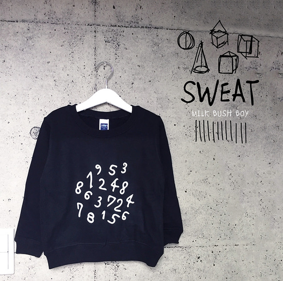 キッズSWEAT　clock【BK】 3枚目の画像