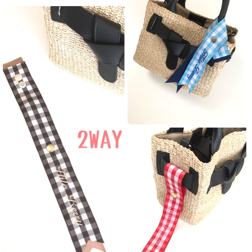 ブラックハート柄デニム♡刺繍のショルダーバッグ♡リボンとバンダナの猫ちゃん ブラックハート柄デニム♡刺繍のショルダーバッグ♡リボンと