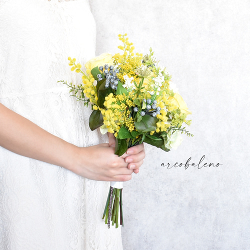 ブートニアサービス】＊ミモザとブルーベリーのビタミンカラー