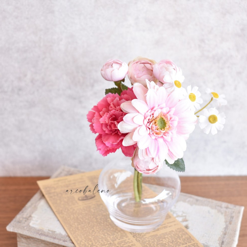 花瓶セット】＊水あり/なしが選べる＊枯れない一輪挿し カーネーション