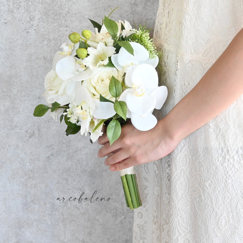 薔薇と胡蝶蘭のナチュラルブーケ&ブートニア♡ 薔薇と胡蝶蘭のナチュラルブーケ&ブートニア♡ - スーツ