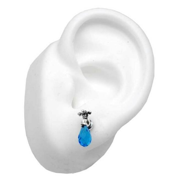 水龍頭耳環 藍色/銀色 925 一隻耳朵/第二隻耳環 留著/snd089 第2張的照片