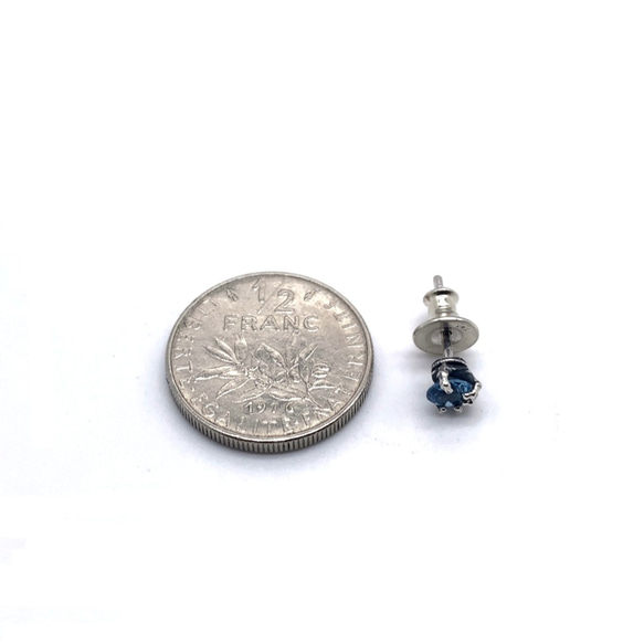 藍色托帕石男士銀耳環/銀 925 一隻耳朵/第二隻耳環/男士禮物/pe29 第3張的照片