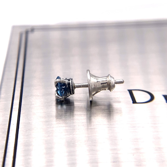 藍色托帕石男士銀耳環/銀 925 一隻耳朵/第二隻耳環/男士禮物/pe29 第4張的照片