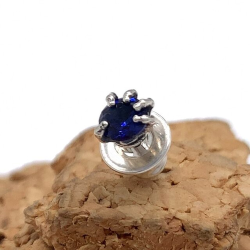 合成サファイア シルバーピアス メンズ/シルバー925 片耳
