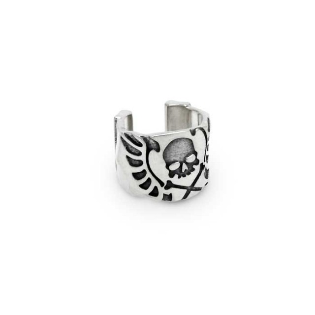 シンプル スカル メンズイヤーカフ/シルバー925 片耳用/男性プレゼント クリスマス/HRN01