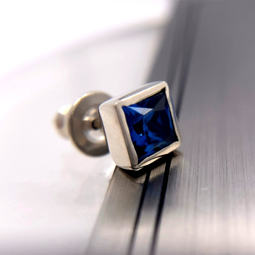青 シルバーピアス メンズ/シルバー925 片耳/セカンドピアス