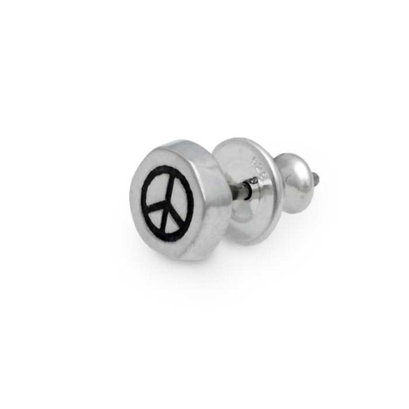 Peace Mark 男士耳環/純銀 925 適合一隻耳朵/第二隻耳環留存/男士禮物/snd098 第7張的照片