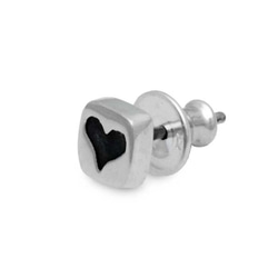 Heart 男式耳環/銀色 925 適合一隻耳朵/第二隻耳環留存/禮物男士/snd101 第3張的照片
