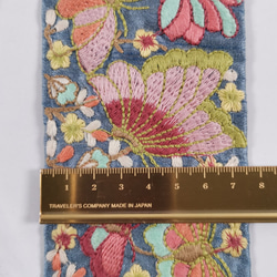 A1　★50cm★ インド刺繍リボン　 ブルー　バタフライ　ちょうちょ 蝶　くすみカラー 4枚目の画像