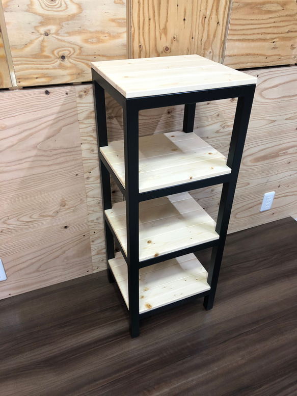 ハンドメイド ４段ラック (チーク＆ホワイト) ハンドメイド 4段ラック (チーク＆ホワイト)