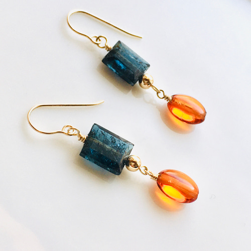 ✳️天然石１４kgfピアス 14kgf】URBAN BLUE 天然石ピアス | iichi 日々の暮らしを