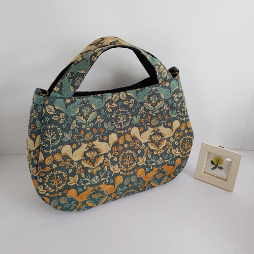 点と線模様製作所 リスノモリ 2wayコロリンバッグ 刺繍生地 ショルダー