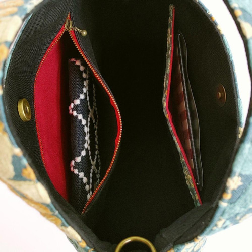 点と線模様製作所 リスノモリ 2wayコロリンバッグ 刺繍生地 ショルダー