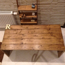 シャビーなカントリーローテーブル90 棚板つき ローテーブル・リビング