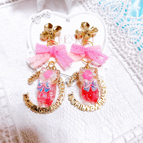 めっちゃ可愛い猫ちゃんピアス♡ ピアス（その他） OHI♡handmade 通販 
