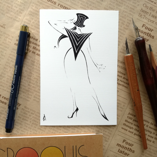 モノクロポストカード5種類セット/アート イラスト 版画 絵 モノクロポストカード5種類セット/アート イラスト 版画 絵