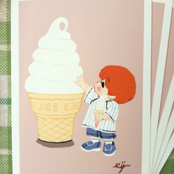 「アイスクリーム」ポストカード５枚セット/イラスト  絵画　絵　版画 2枚目の画像