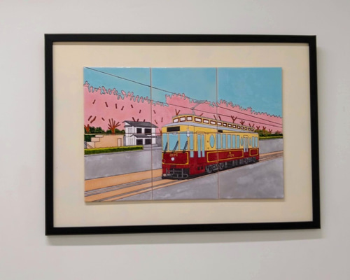 タイルアート『路面電車と桜』 その他インテリア雑貨 masaya shiratori